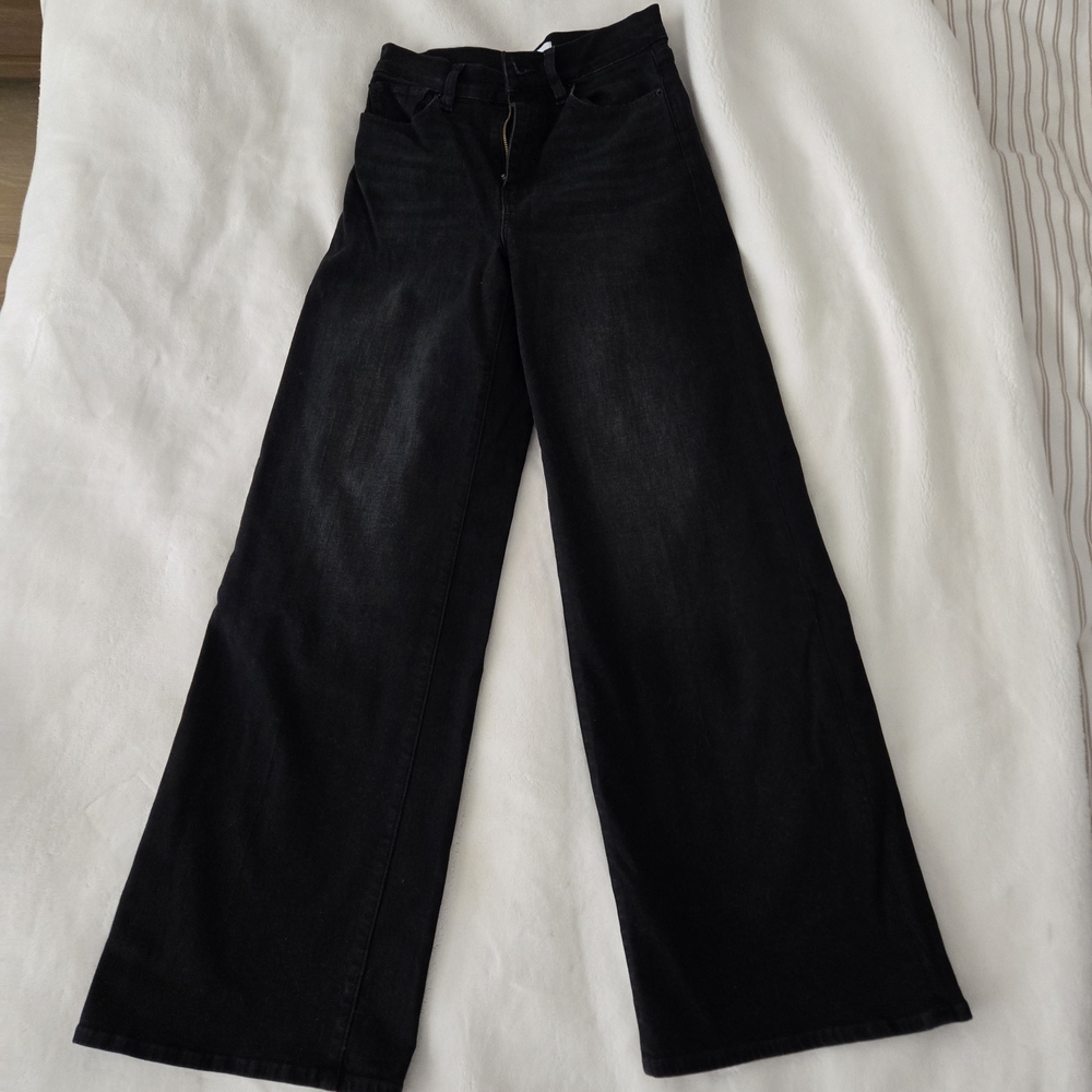 Frame Denim Black Flare Jeans - Le Slim Palazzo In Crescent